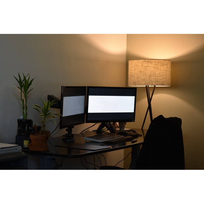 Lampe trépied 60 po Maelah, Bronze huilé, Beige miel