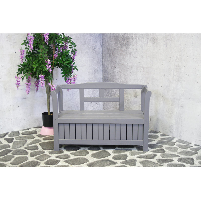 Fazio Solid Wood Pine Outdoor Bench, Grey