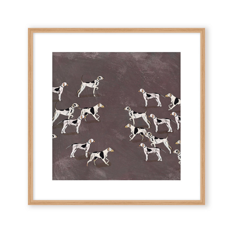 Nature Inspired Modern Ensemble: Sleek Hound Soirée, 36" H x 36" W, Framed Matted Print, Gold