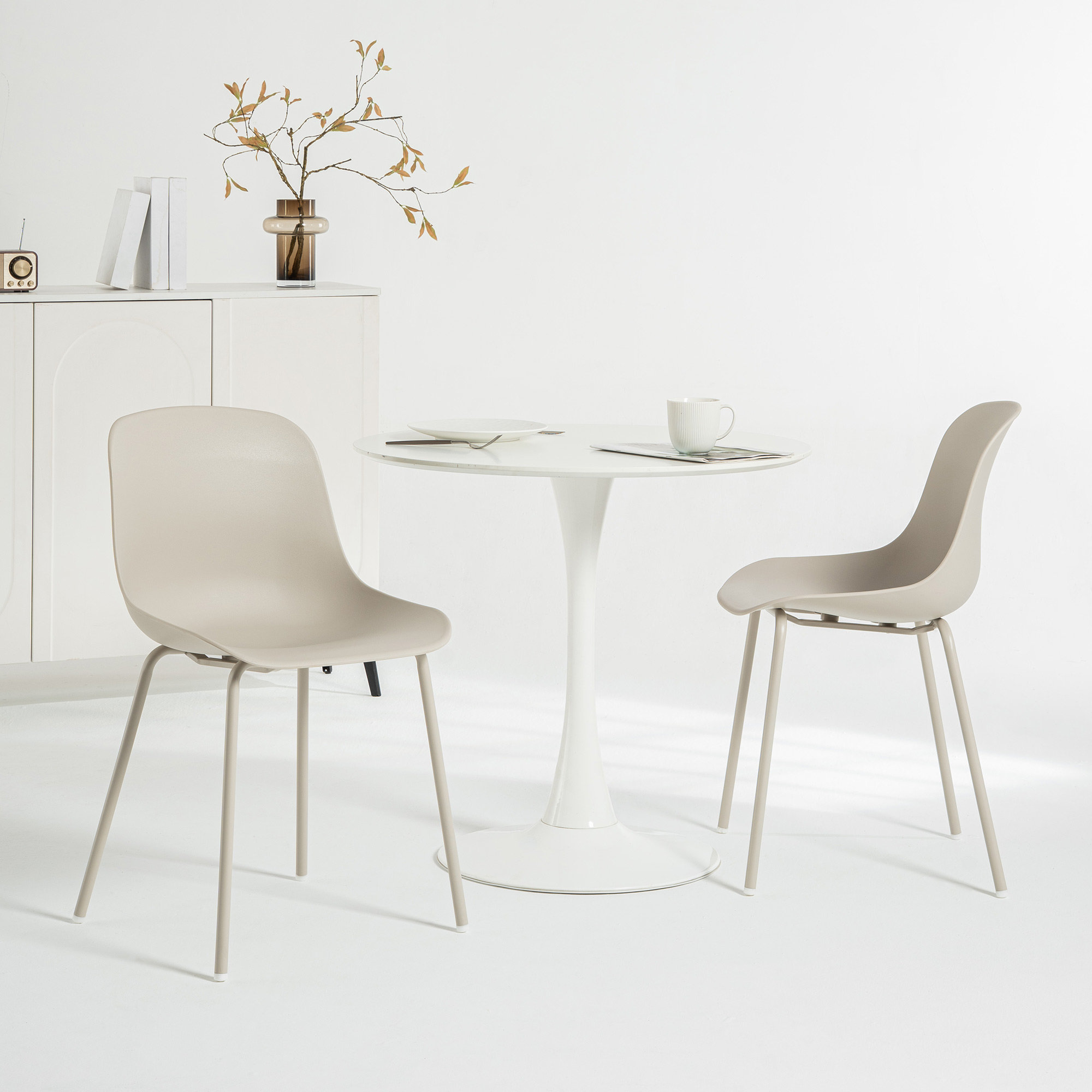 Meli Armless Dining Chairs, Cream