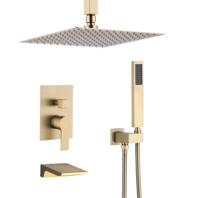 Système de douche 10 pouces avec finition noir mat, acier inoxydable, disque en céramique équilibré, douche à main, bouton 31 fonctions, fixation murale noire, fabrication en acier, valve, 3 robinets