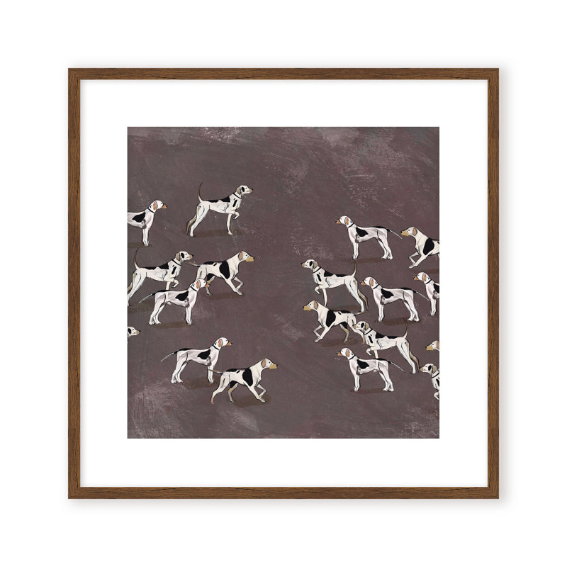 Nature Inspired Modern Ensemble: Sleek Hound Soirée, 36" H x 36" W, Framed Matted Print, Gold