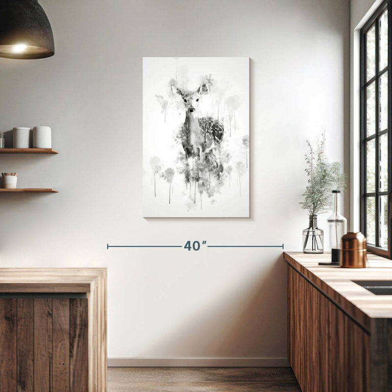 Brampt Deer Black And White, 36" H x 24" W