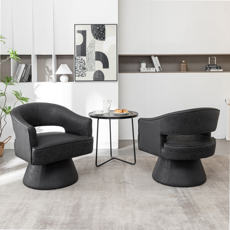 Fauteuil demi-tonneau pivotant de 28 po Kenzlee, Polyester gris
