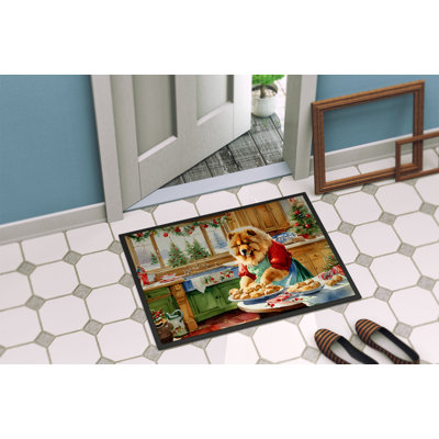 Tapis de porte antidérapant pour l'intérieur Christmas Cookies Chow Chow