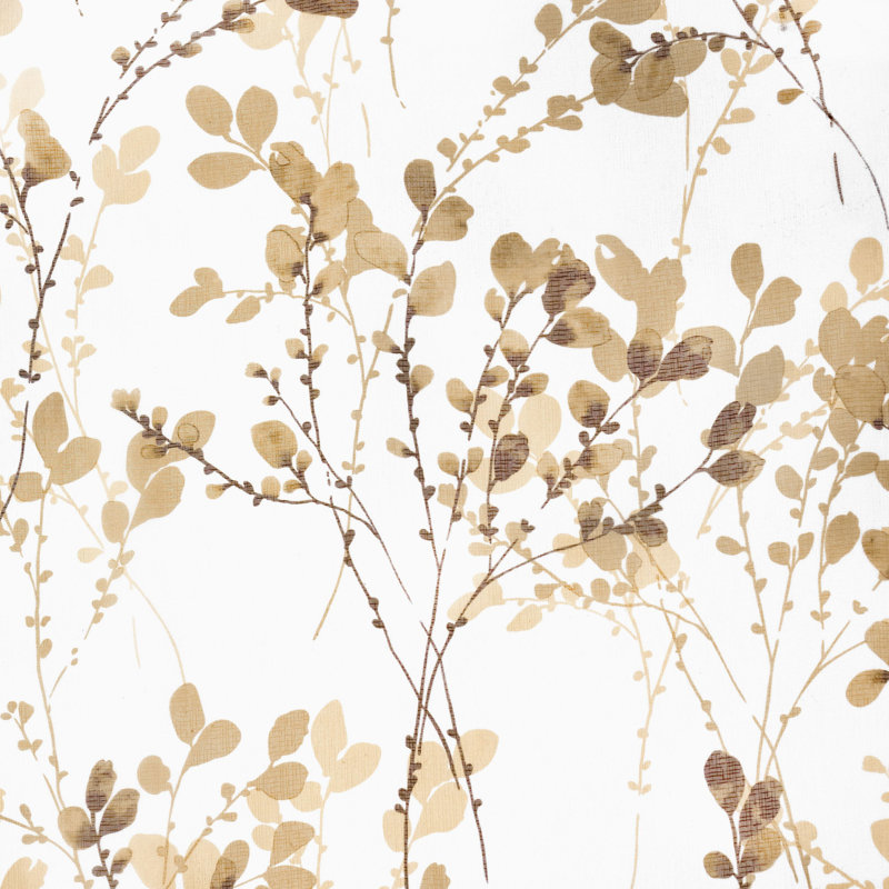 Hazelnut Floral Sheer Polyester Back Tab Curtain Panel, 52" x 63"