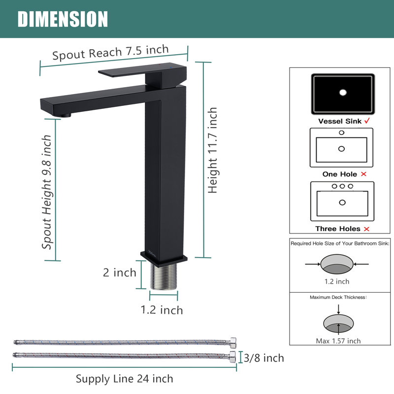 Modern Single Hole Bathroom Faucet with Drain Assembly, Single Handle Bathroom Sink Faucet