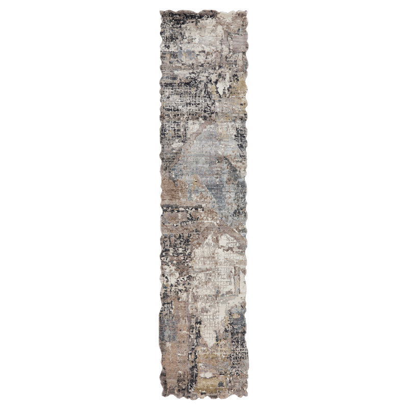 Wool Abstract Area Rug, Runner 2'6" x 10'