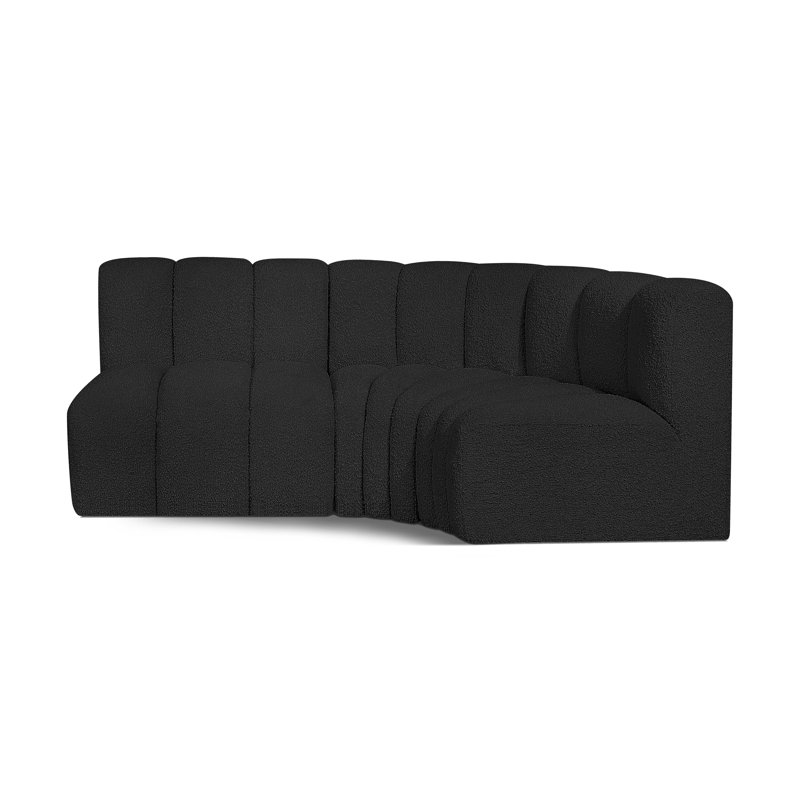 Canapé et méridienne Holdren, Tissu bouclé noir