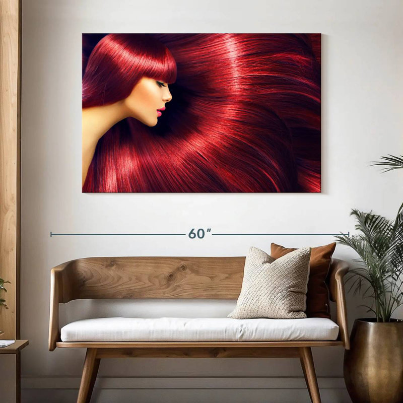 Femme de la Navette aux longs cheveux roux, H 32 po x l 48 po