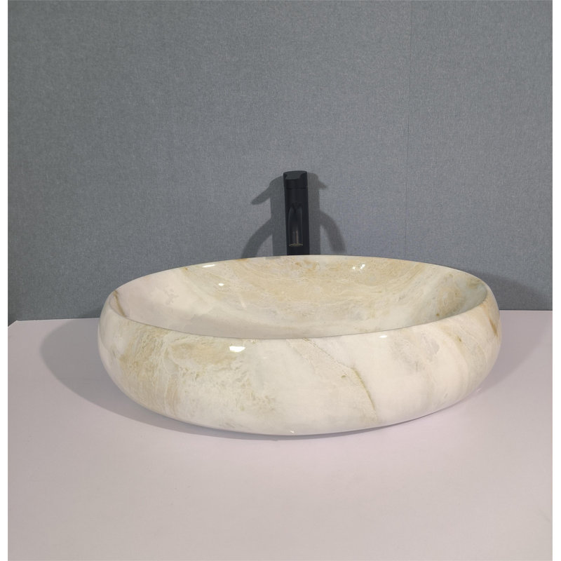 QieRao 16'' Marble Ceramic Oval Bathroom Sink