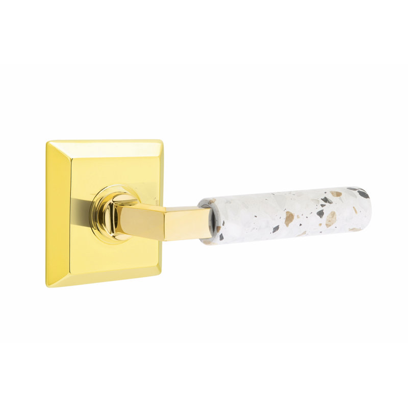 Select Single Dummy Door Lever, Unlacquered Brass/Light Terrazzo