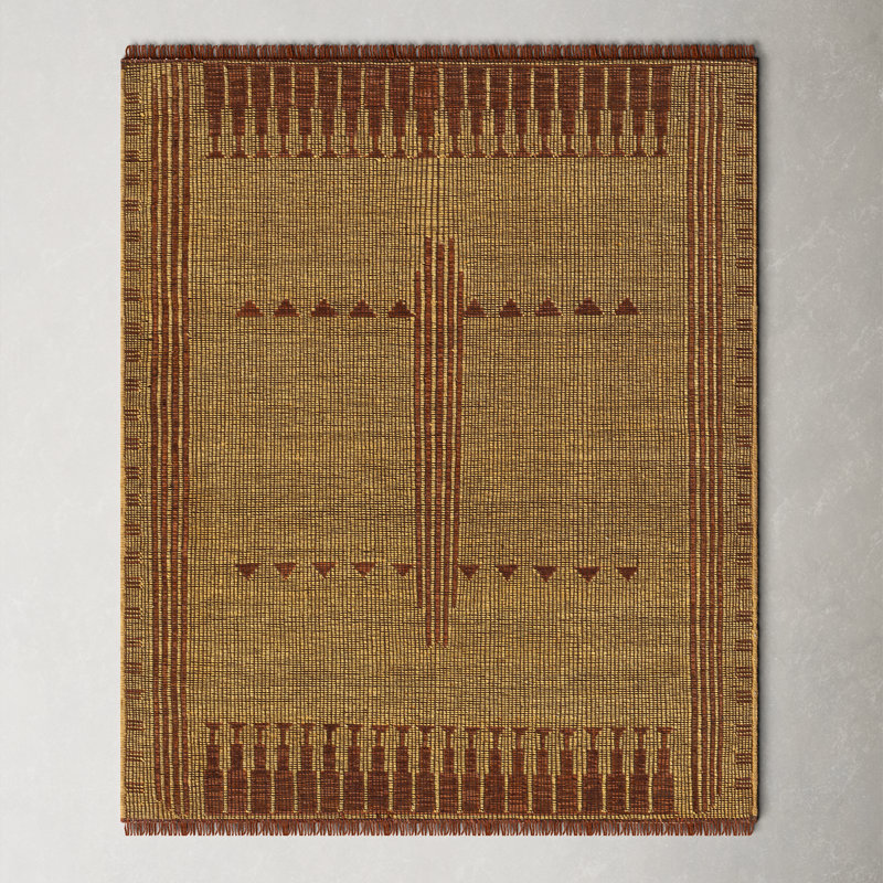 Alfi Oriental Flatweave Area Rug in Brown/Camel, Rectangle 8' x 10'