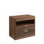 Table de chevet 27,55 po avec 2 tiroirs et tablette ouverte, table de chevet avec prises, table de bout avec 1 tablette coulissante, table de chevet avec rangement pour la chambre à coucher (noyer)