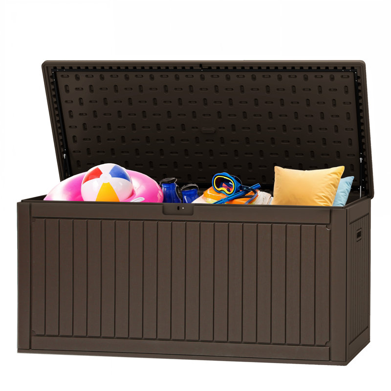 Balconera 260 Gallons Water Resistant Resin Lockable Deck Box, Brown