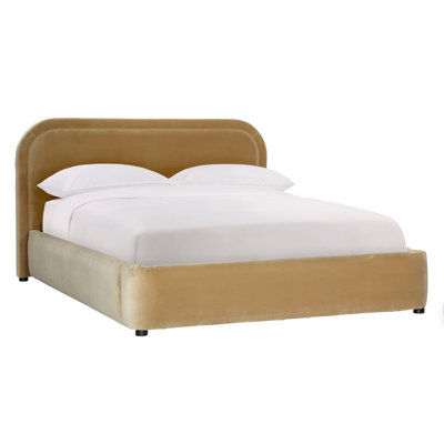 Agi Polyester Velvet Bed, Camel, Queen