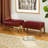 Set Of 2 Mid-Century Modern Burgundy Leatherette Accent Stool With Walnut Rubberwood Legs-122528932