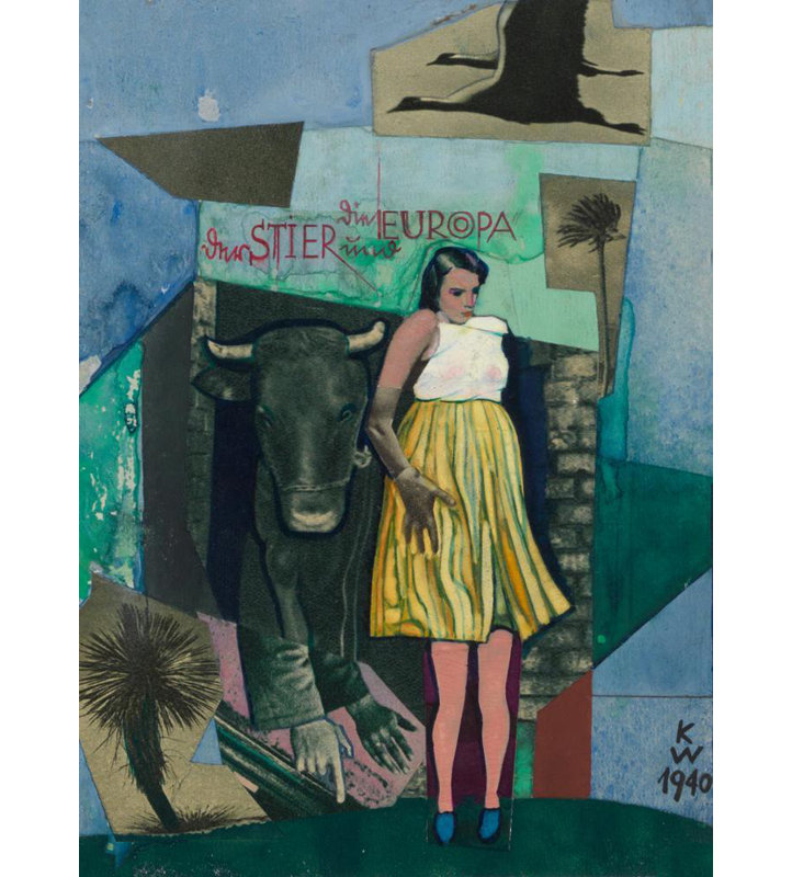 "Le taureau et l'Europe" par Karl Vienne, reproduction d'art sur toile tendue, H 18 po x l 14 po