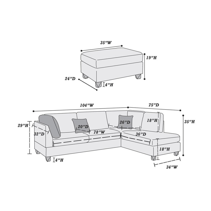 3-PC SECTIONAL Polyfiber Sectional Sofa