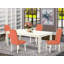Ensemble de table de cuisine 9 pièces comprenant une table de salle à manger rectangulaire avec feuille papillon et 8 chaises parsons en simili cuir flamant rose, 42 x 84 po, lin blanc-1410233430-1373620569-1418294755