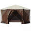Tente de camping avec pavillon de jardin, 10 pi x 10 pi, auvent escamotable à 6 côtés pour camping pour 8 personnes, abri moustiquaire imperméable avec sac de rangement portable, piquets de sol, fenêtres en filet