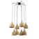 James 8-Light Cluster Pendant Light Rattan Dome Shade Staircase Chandelier In Matte Black