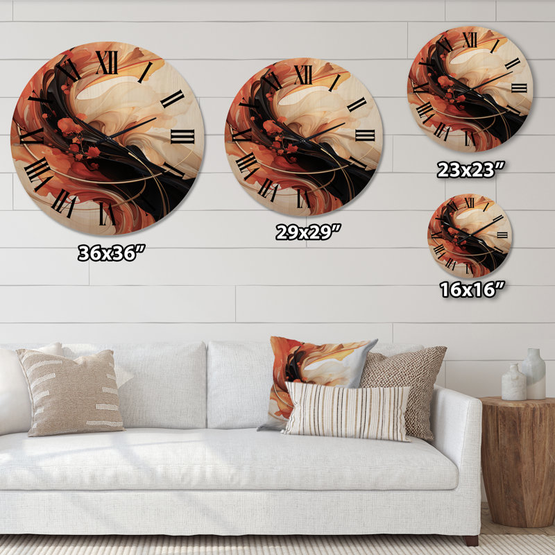 Horloge murale en bois massif Andreca, Très grand