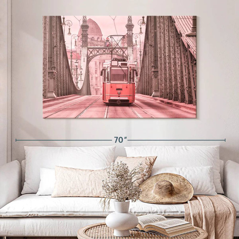 Mehar Pink Cable Car, 34" H x 51" W