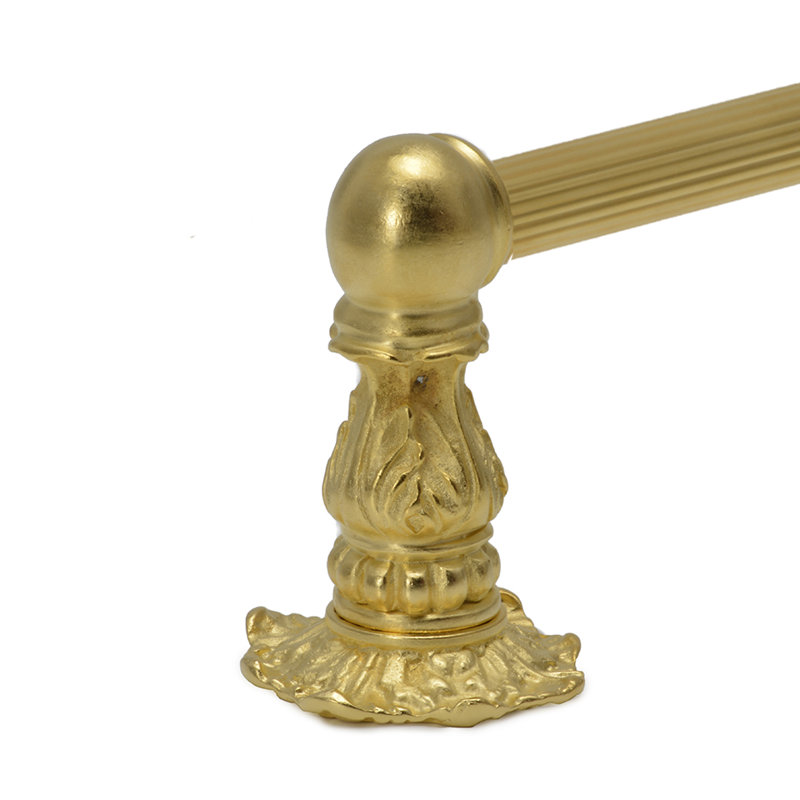 Acanthus 24 inches c.c. {approximately} towel bar Renaissance style with 5/8 reeded center in Antique Brass, Gold