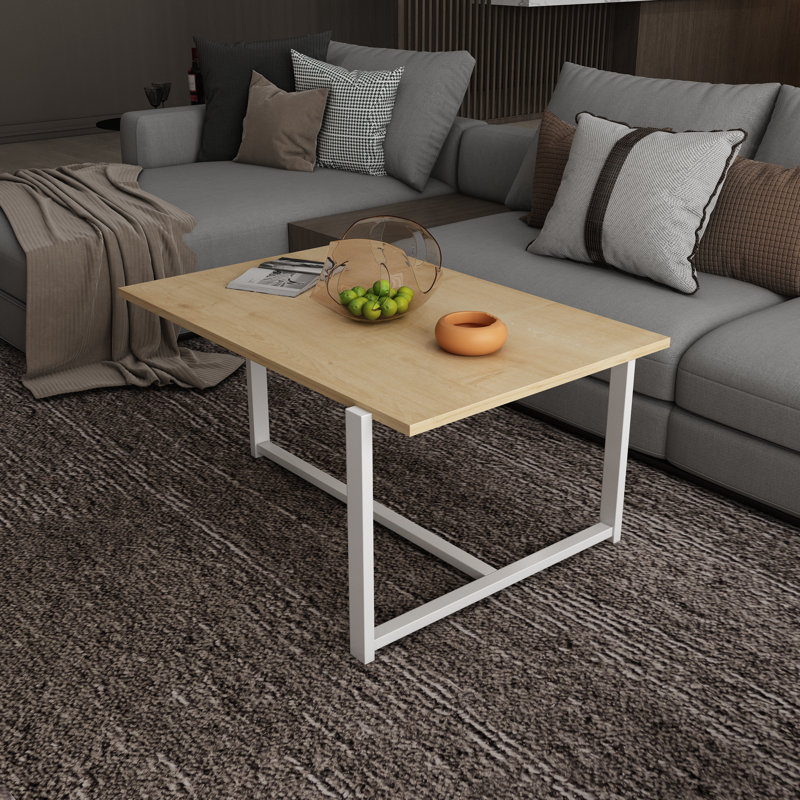 Jaquari Trestle Coffee Table, White/Sapphire Oak