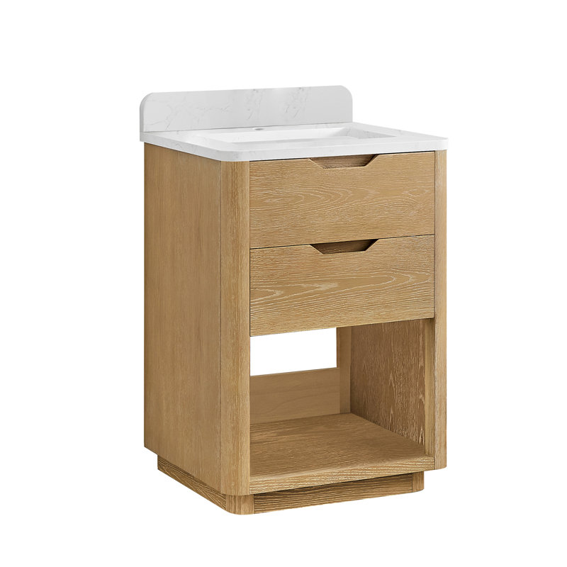 Ensemble de meuble-lavabo simple en marbre Kaiser, Gris cendré délavé