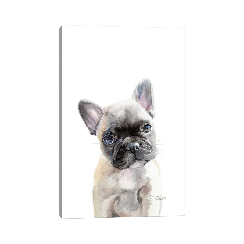 French Bulldog Puppy by Watercolor Luv - Wrapped Canvas Painting, 30.48cm H x 20.32cm W x 1.91cm D