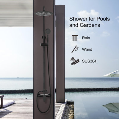 Complete Outdoor Shower Kit - SS304 High - Pressure Handheld & Shower Head