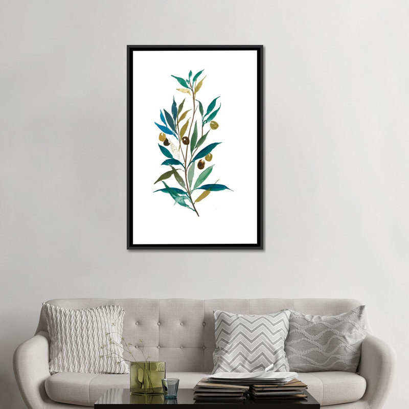 «Olive II», reproduction sur toile, H 26 po x l 18 po x P 1,5 po, Toile avec cadre noir, Pas de tapis