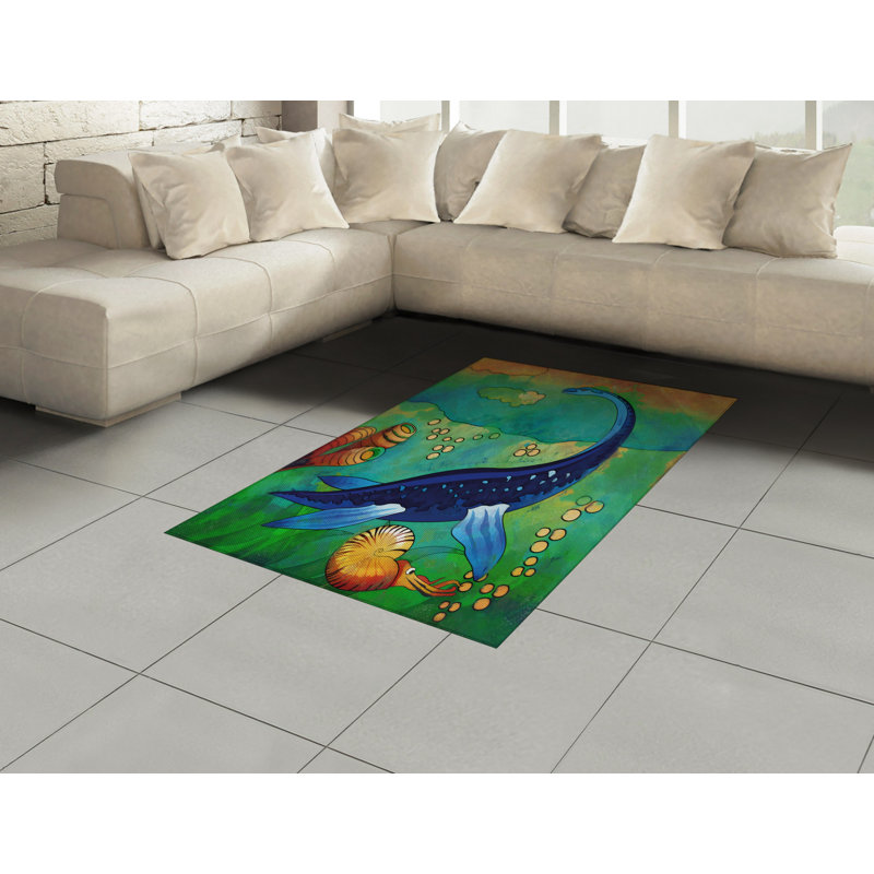 Dinosaur High Density Long Fiber Poly Threads Decorative Area Rug Carpet, Rectangle 4' x 5'8"