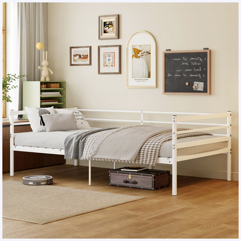 Lit simple superposé en métal, robuste et durable, aucun sommier requis, pour enfants, adolescents et adultes, finition blanche