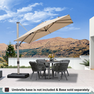 Parasol carré en aluminium décalé beige de 8 pi avec rotation à 360 ° Rikuto