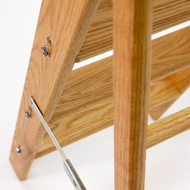 36" Red Oak 3-Step Foldable Rolling Ladder