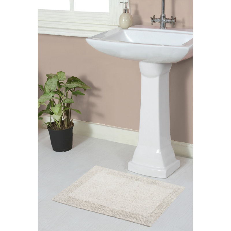 Tapis de bain réversible de couleur unie BRUSS, L 17 po x L 24 po, Ivoire ivoire