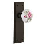 New York Plate with White Rose Porcelain Door Knob