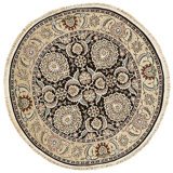 Hand Knotted Wool Area Rug in Black And Gold