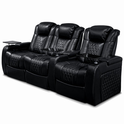 93.3" Top-Grain Nappa 3PC Power Recliner Set - RGB LED, Smart Charging, Fully Adjustable