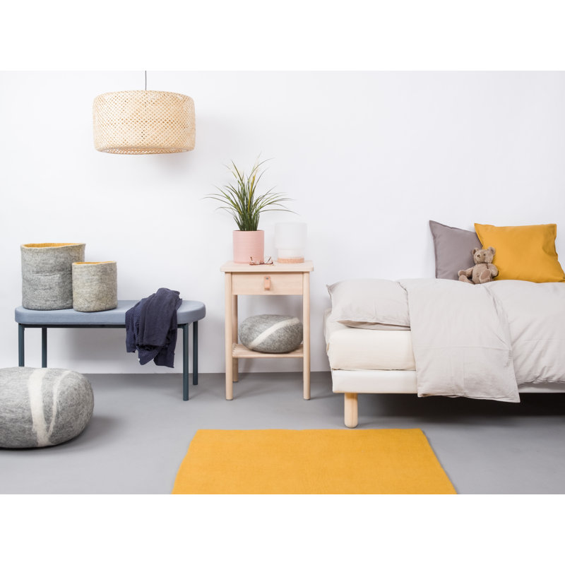 Solid Colour Wool Hand Woven Area Rug, Rectangular 70 x 100cm