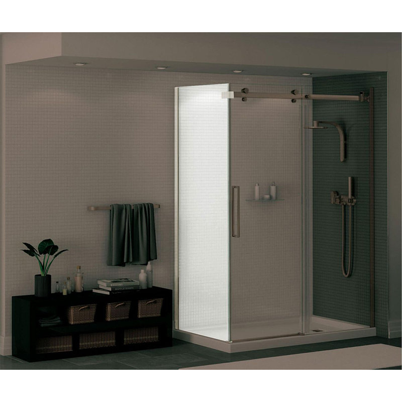Panneau de verre fixe sans cadre 28,75 po x 78,75 po Halo, Nickel brossé