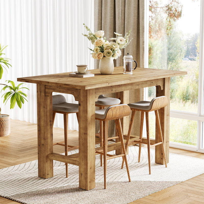 Table de salle à manger en bois massif de 63 pouces, table rectangulaire à hauteur de comptoir, table de pub Ktichen