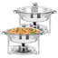 Insulated Buffet Food Warmer - 5QT Round Stainless Steel Chafing Dish Set with Glass Lid, Stackable and Durable, Corrosion-Resistant Server for Catering, Events, Commercial Use, 2pcs