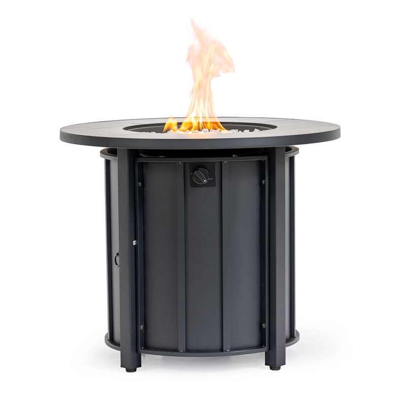 30" Propane Gas Fire Pit Table, Black/Brown, 25.6" H x 30" W x 30" D