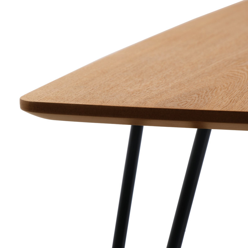 Rectangular Coffee Table with Curved Edge MDF Top and Iron Base – Accent Center Table Easy Assembly, Natural Wood