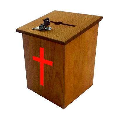 Church Collection Donation Charity with Red Cross & Pen Wall Mounted Mailbox