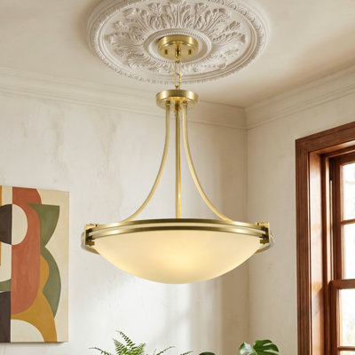 4 - Light 20.5" Traditional Dimmable Bowl Glass Pendant in Nickel for Kitchen Island Foyer